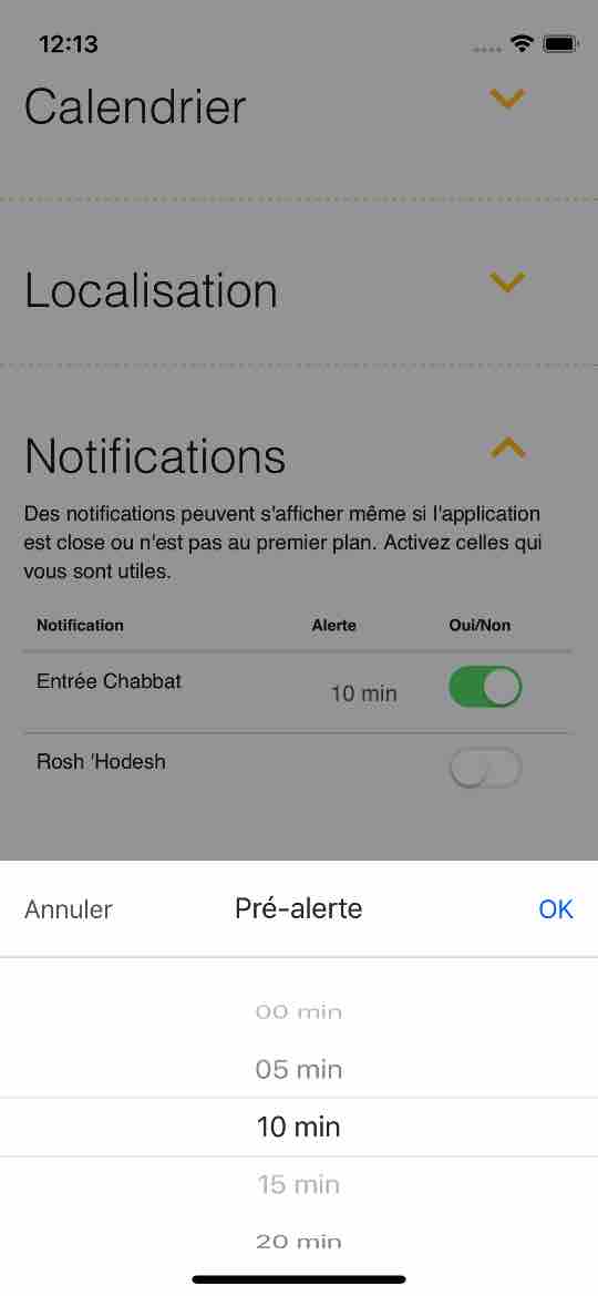 hebraic - notification Chabbat